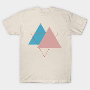 Abstract Triangle Art in Winter Style with Rose Gold T-Shirt